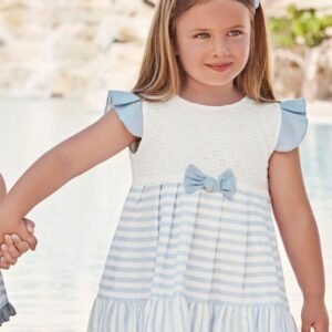 Vestido listrado com babados menina